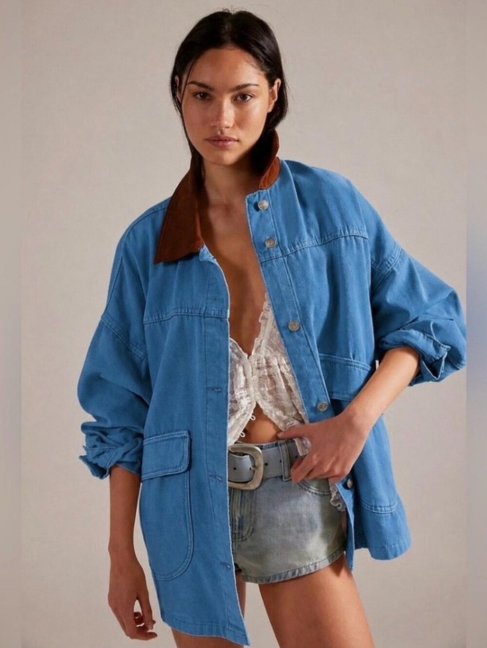 NWT We The Free Lemon Chore Jacket-Ocean Blue